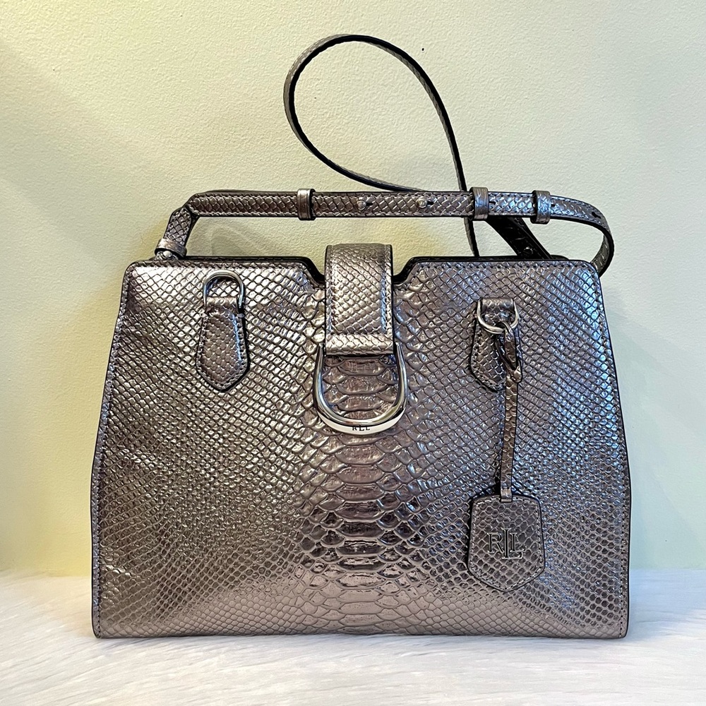 Ralph Lauren Bold Python Silver Embossed Crossbod… - image 2